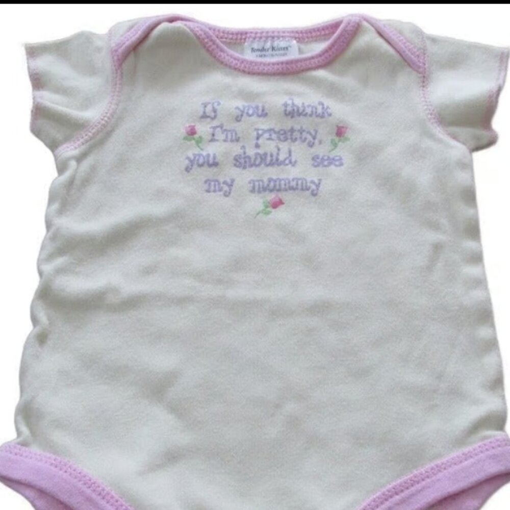 Tender Kisses 1 Pc Bodysuit Infant Girls Size 3M Yellow Pink Short Sleeve Mommy